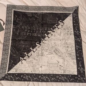All Saints Spitalfields Splice 100% Cotton Scarf Black And White Bandana